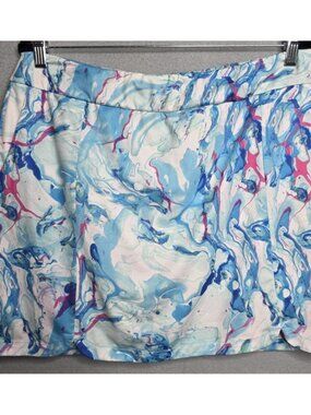 EP New York Women’s L Blue Swirl Prin Golf Tennis Skort Stretch Athletic Pockets